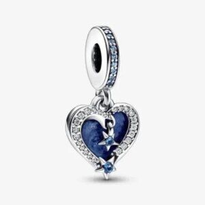 PANDORA Celestial Shooting Star Heart Double Dangle Charm